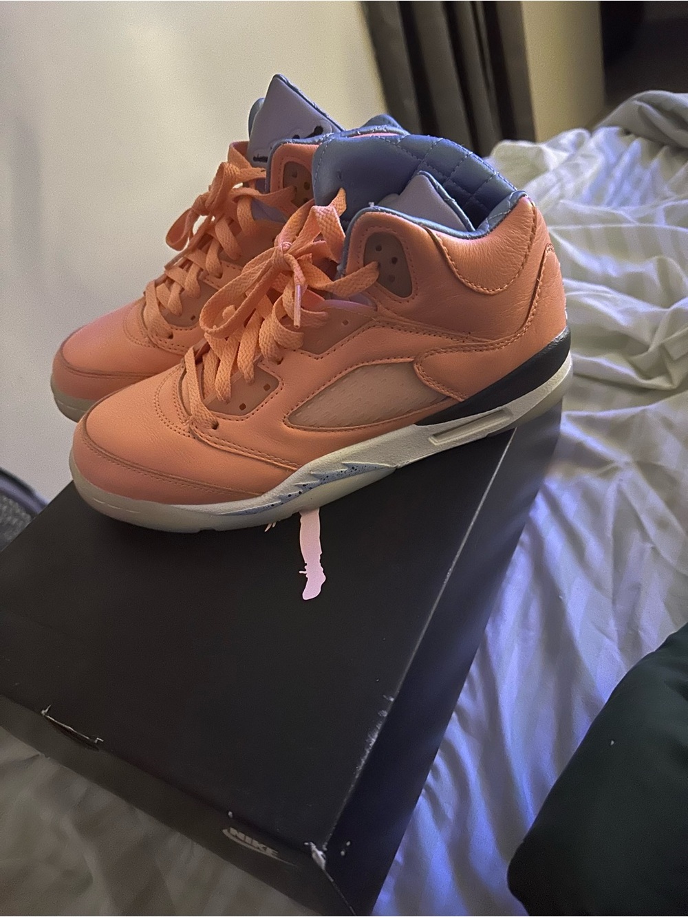 Jordan Women's Peach and Lavender High-Top Sneakers